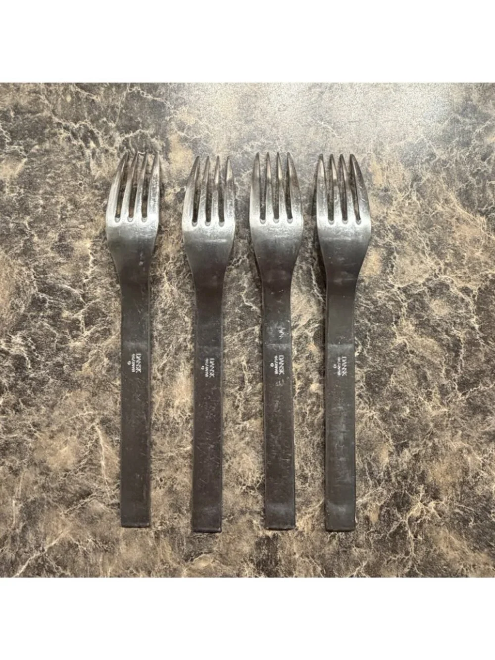 4 Dansk Thebe Stainless Salad Forks Japan Satin Ribbed Flatware Replacement